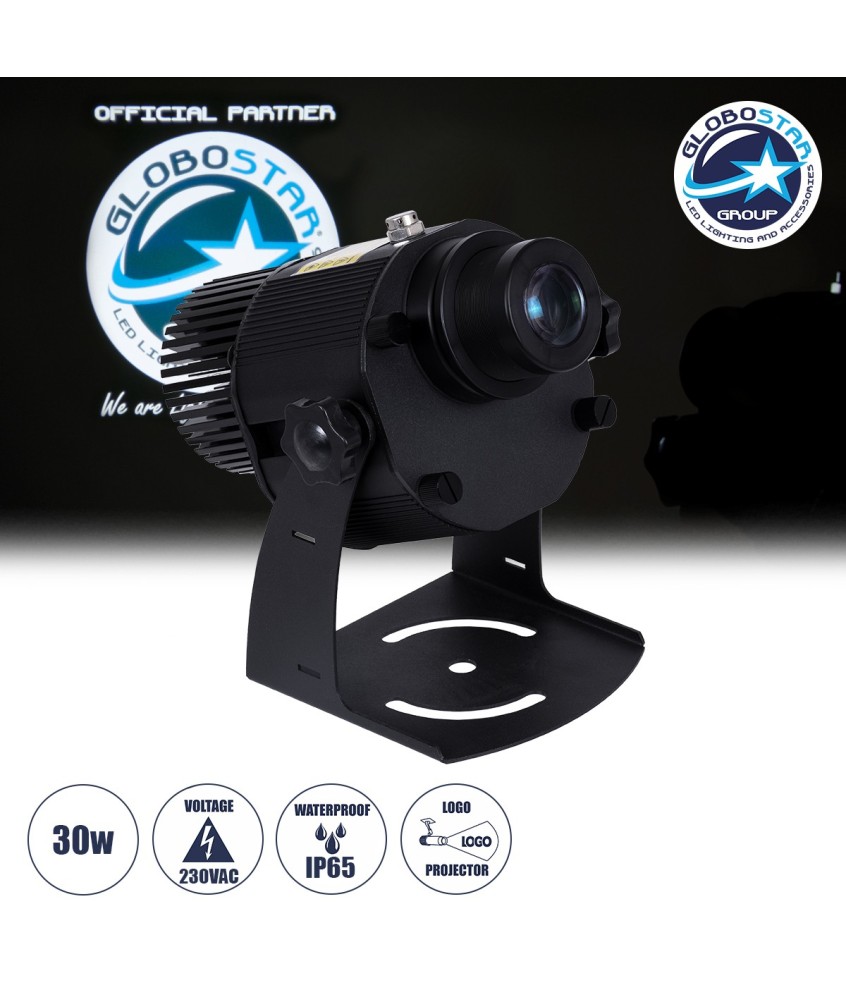 GloboStar® PROJECTOR 51177 LED Προτζέκτορας Διαφημιστικού Λογότυπου GloboStar Official Partner Εξωτερικού Χώρου - 30W AC 220-240V IP65 - Μ22 x Π18.5 x Υ22cm - 2 Χρόνια Εγγύηση